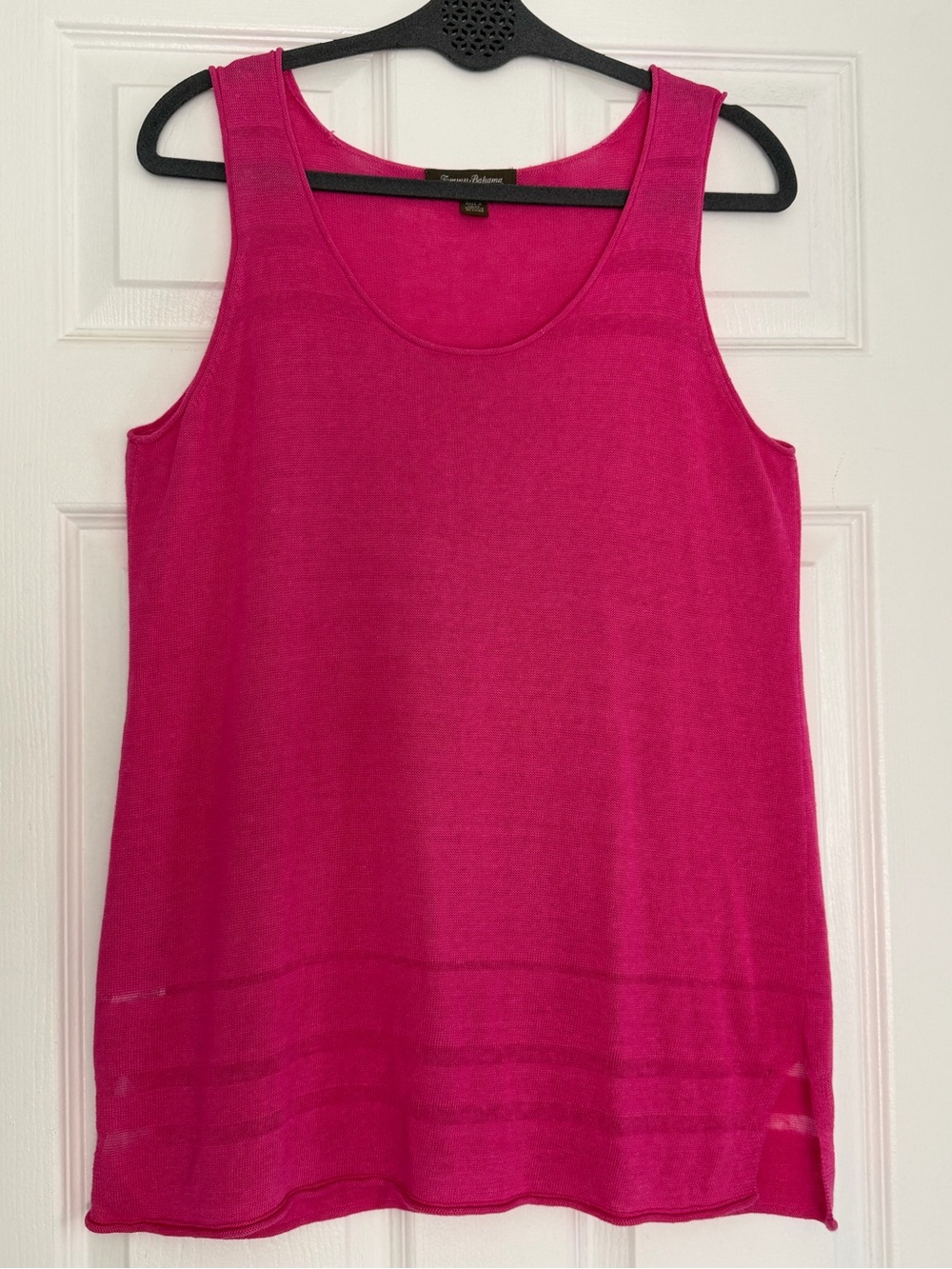 Tommy Bahama Linen Blend Sleeveless Sweater Tank Pink Medium Resort Knit